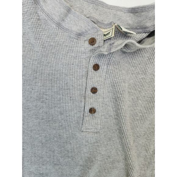 L.L.Bean Thermal Men's L Gray Henley Waffle Knit Long Sleeve VTG USA Made - Picture 3 of 5